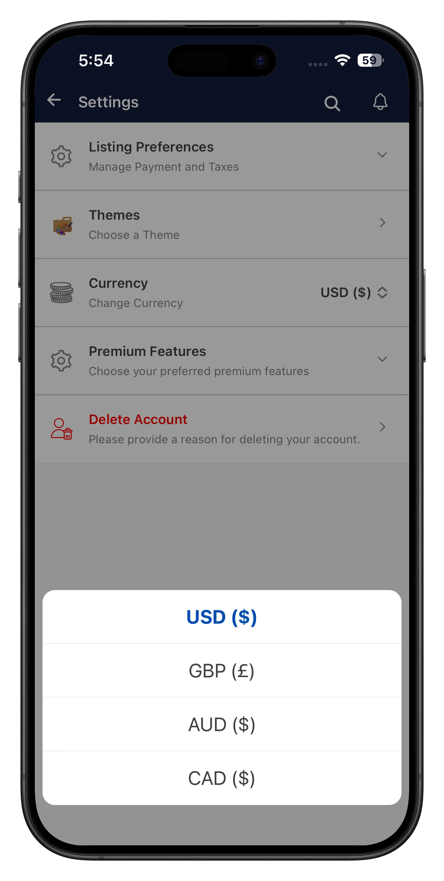 Multi-currency support on a listing